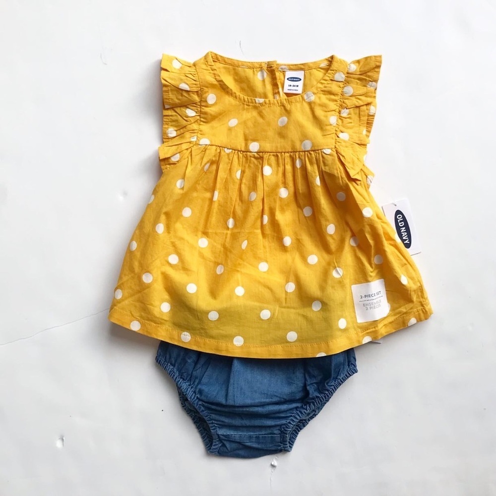 Old Navy NWT mustard dot set 18-24 months